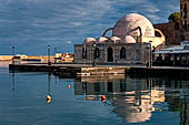 Hania - The inner harbour, the domed profile of the Mosque of the Janissaries (aka Hassan Pasha mosque) 